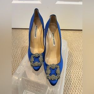 Manolo Blahnik high hill shoes blue size38.5